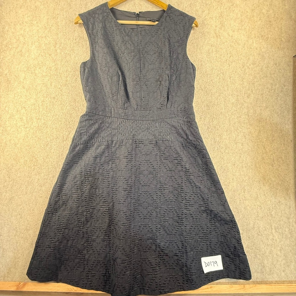 J.Crew Black Textured Jacquard Sleeveless Fit and Flare Dress Sz 4
